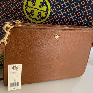 🚨🚨 NEW TORY BURCH Blake Double Zip Slim Crossbody Bag - Cortado Brown Leather